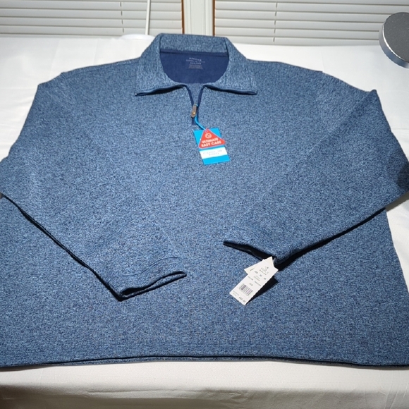 Haggar Men's Heather Blue Zip Up Sweater - Picture 1 of 13